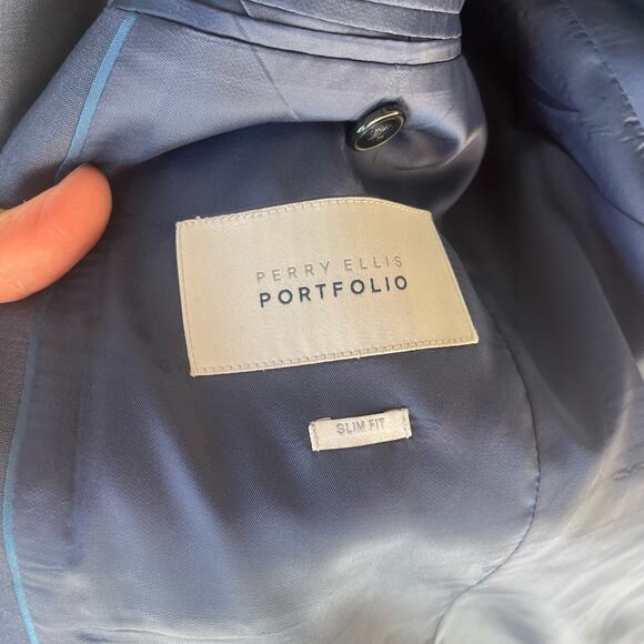 Perry Ellis Portfolio Blazer Wool Blend 36R Slim Fit Sports Jacket 2 Button - Picture 3 of 8